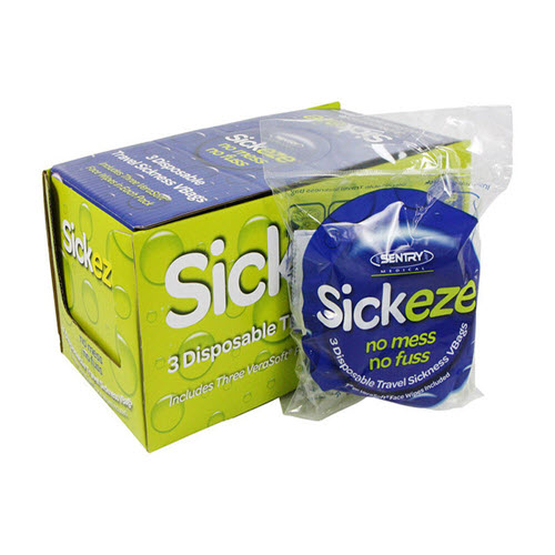 Sickeze Emesis Vomit Bags with Face Wipe 6 Counter Pack x 10