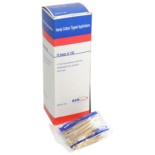 Cotton  Applicator 7.5cm Wooden Single Tip  Box 1000