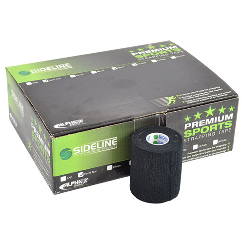 Sideline Hand Tear 7.5cm x 6.9m Black