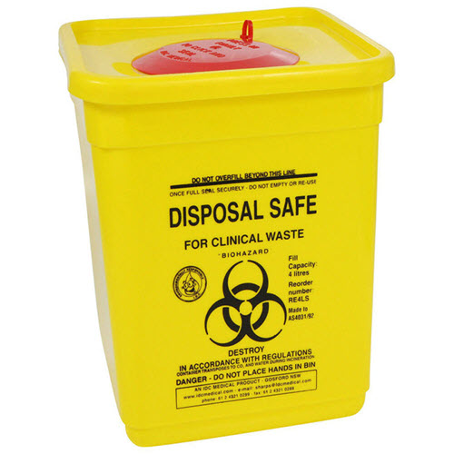 Sharps Container 4L Square with Flange and Seal