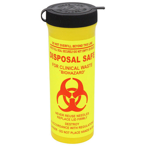 Sharps Container 200ml Round with Flange and Seal